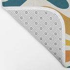 Modern Retro Liquid Swirl Abstract Pattern Orange Mustard Blue Bath Mat Gallery Image 2