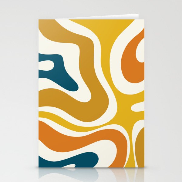 Modern Retro Liquid Swirl Abstract Pattern Orange Mustard Blue Stationery Card Gallery Image 2