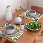 Modern Retro Liquid Swirl Abstract Pattern Orange Mustard Blue Placemat Gallery Image 2
