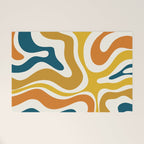 Modern Retro Liquid Swirl Abstract Pattern Orange Mustard Blue Welcome Mat Gallery Image 1