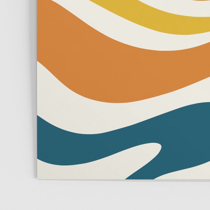 Modern Retro Liquid Swirl Abstract Pattern Orange Mustard Blue Poster Gallery Image 3