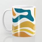 Modern Retro Liquid Swirl Abstract Pattern Orange Mustard Blue Coffee Mug Gallery Image 3