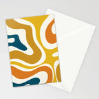 Modern Retro Liquid Swirl Abstract Pattern Orange Mustard Blue Stationery Card Gallery Image 2