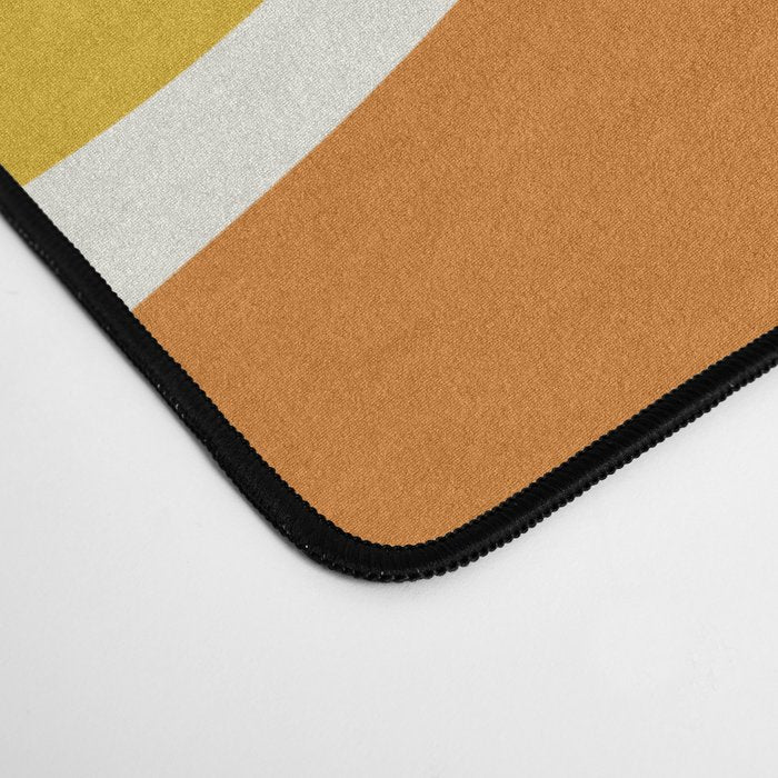 Modern Retro Liquid Swirl Abstract Pattern Orange Mustard Blue Desk Mat Gallery Image 4