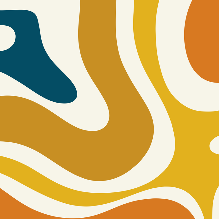 Modern Retro Liquid Swirl Abstract Pattern Orange Mustard Blue Coffee Mug Gallery Image 2