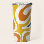 Modern Retro Liquid Swirl Abstract Pattern Orange Mustard Blue Travel Mug Gallery Image 2