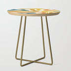 Modern Retro Liquid Swirl Abstract Pattern Orange Mustard Blue Side Table Gallery Image 1