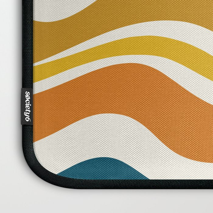 Modern Retro Liquid Swirl Abstract Pattern Orange Mustard Blue Laptop Sleeve Gallery Image 3