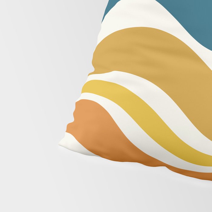 Modern Retro Liquid Swirl Abstract Pattern Orange Mustard Blue Pillow Sham Gallery Image 4
