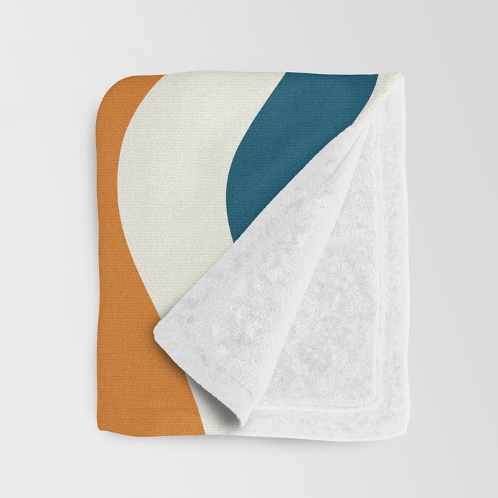 Modern Retro Liquid Swirl Abstract Pattern Orange Mustard Blue Throw Blanket Gallery Image 3