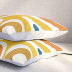 Modern Retro Liquid Swirl Abstract Pattern Orange Mustard Blue Pillow Sham Gallery Image 3