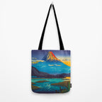 Tsuchiya Koitsu Tokaido Fujikawa Japanese Woodblock Print Sunset Colorful Hues Mountain Landscape Tote Bag Gallery Image 2
