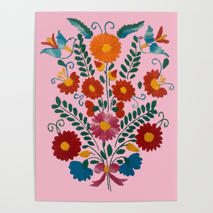 Mexican Blue Birds in Pink Poster Gallery Image 1