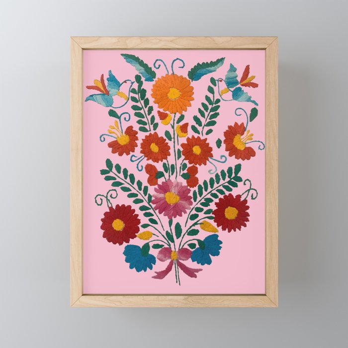 Mexican Blue Birds in Pink Mini Art Print Gallery Image 1