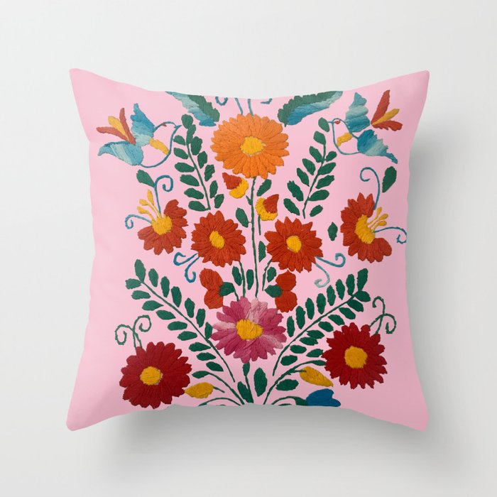 Mexican Blue Birds in Pink Throw Pillow Gallery Image 6