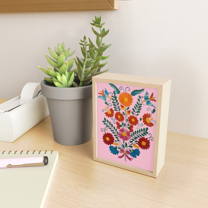 Mexican Blue Birds in Pink Mini Art Print Gallery Image 2