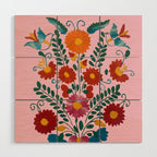 Mexican Blue Birds in Pink Wood Wall Art Gallery Image 1