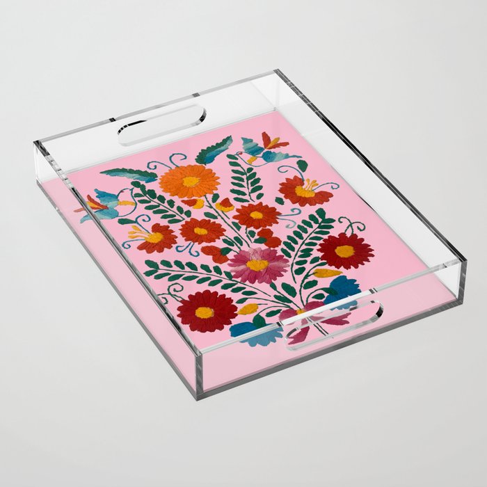 Mexican Blue Birds in Pink Acrylic Tray Gallery Image 1