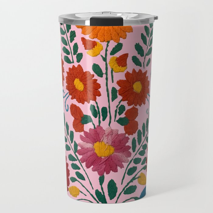 Mexican Blue Birds in Pink Travel Mug Gallery Image 1