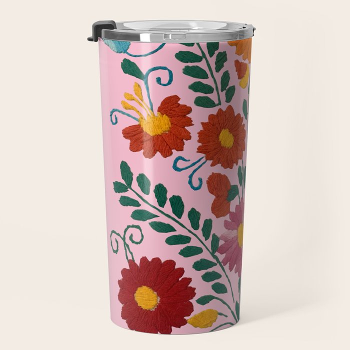 Mexican Blue Birds in Pink Travel Mug Gallery Image 3