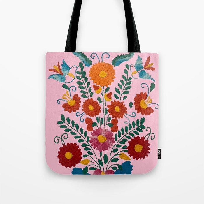 Mexican Blue Birds in Pink Tote Bag Gallery Image 1