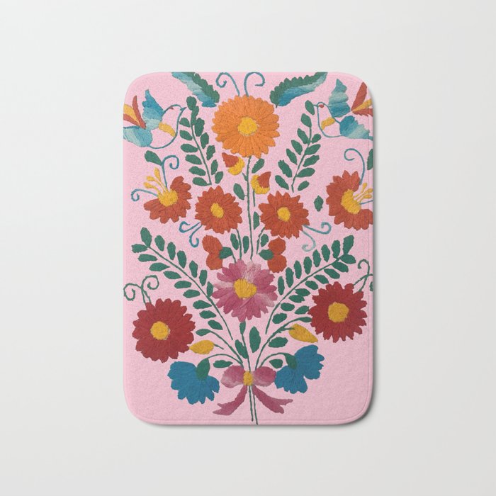 Mexican Blue Birds in Pink Bath Mat Gallery Image 1