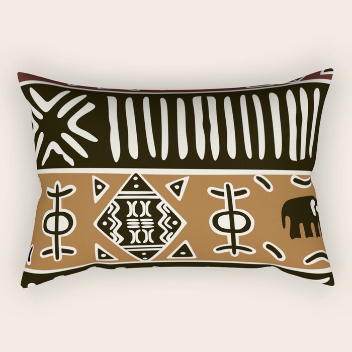 African mud cloth with elephants Rectangular Pillow Gallery Image 1