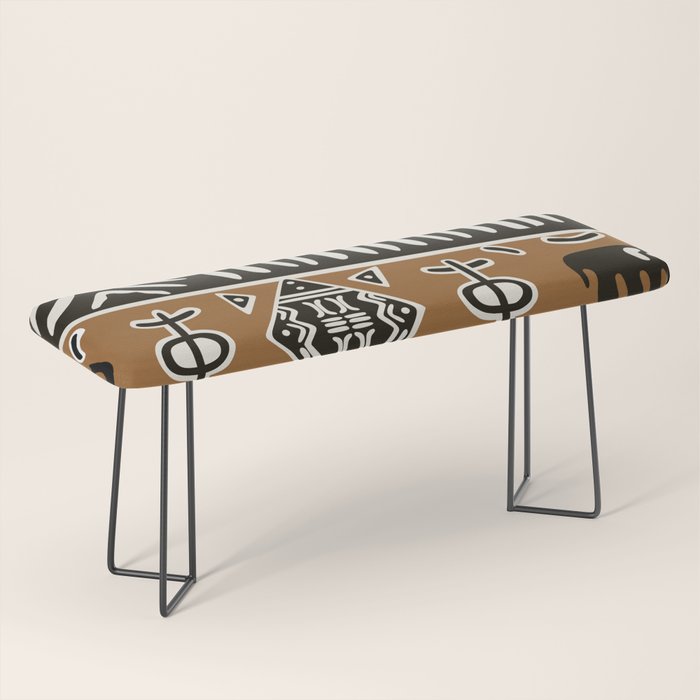 African mud cloth with elephants Bench Gallery Image 1