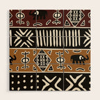 African mud cloth with elephants Wood Wall Art Gallery Image 1