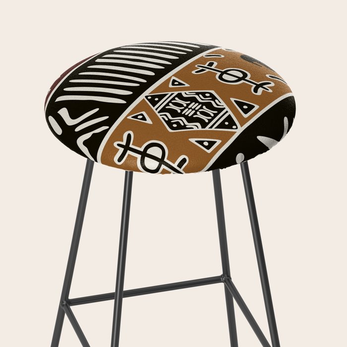 African mud cloth with elephants Stool Gallery Image 2