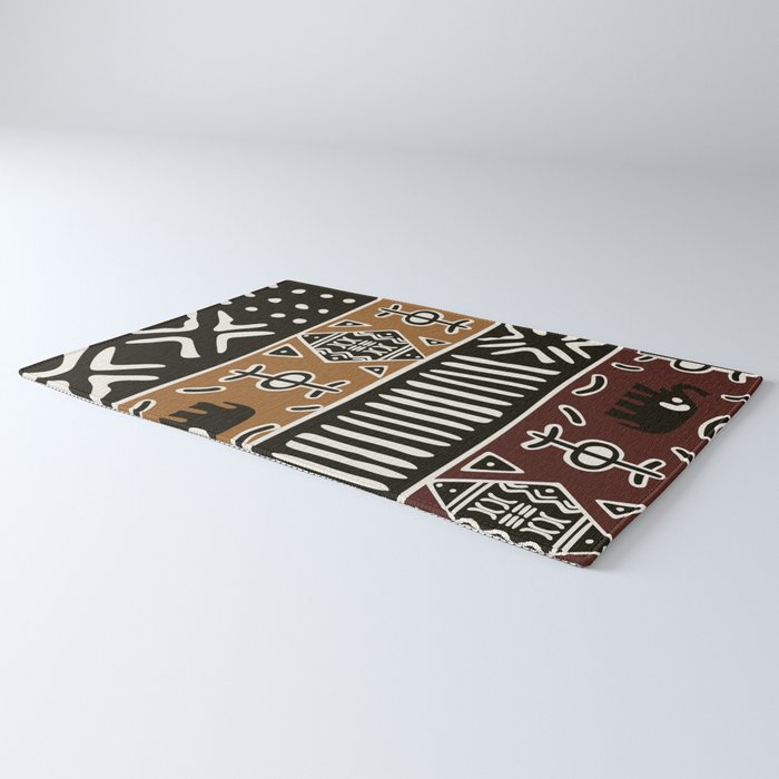 African mud cloth with elephants Rug Gallery Image 3