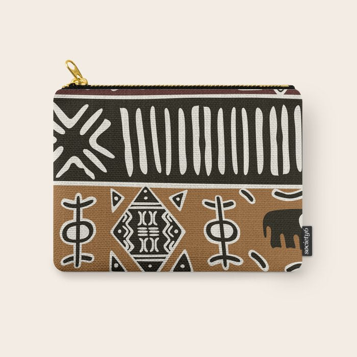 African mud cloth with elephants Carry All Pouch Gallery Image 1