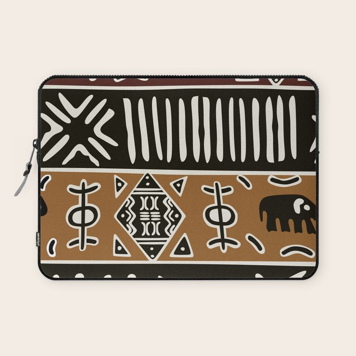 African Mud Cloth With Elephants Laptop Sleeve Gallery Image 1