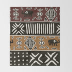 African mud cloth with elephants Throw Blanket Gallery Image 2