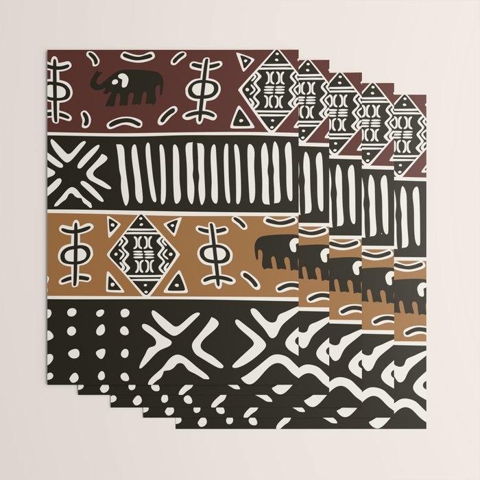 African mud cloth with elephants Wrapping Paper Gallery Image 3