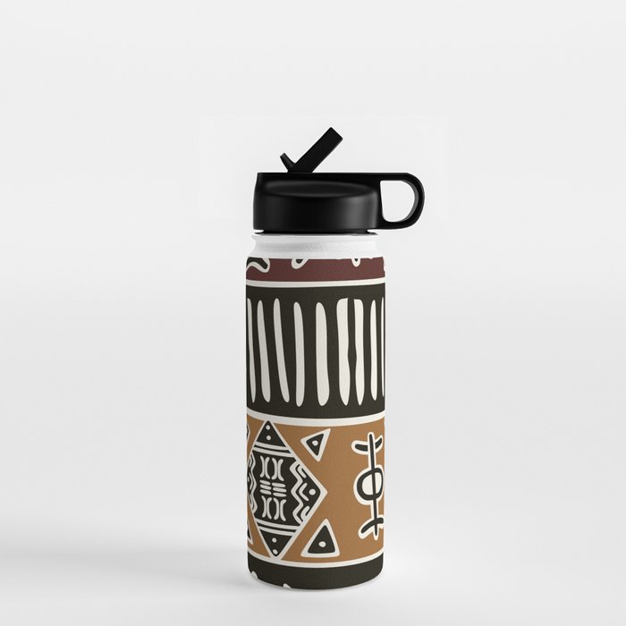 African mud cloth with elephants Water Bottle Gallery Image 1