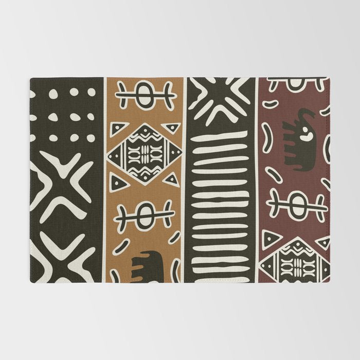 African mud cloth with elephants Rug Gallery Image 2