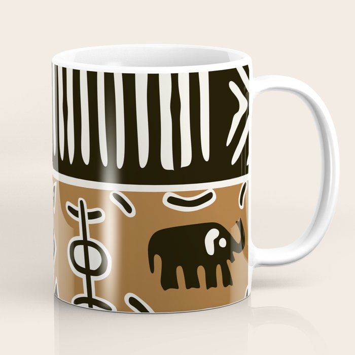 African mud cloth with elephants Coffee Mug Gallery Image 1