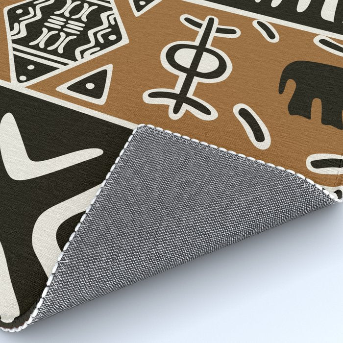 African mud cloth with elephants Rug Gallery Image 4