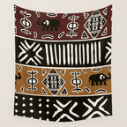 African mud cloth with elephants Wall Tapestry Gallery Image 4