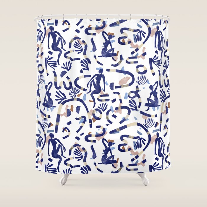 Abstract women between shapes II Shower Curtain Gallery Image 1