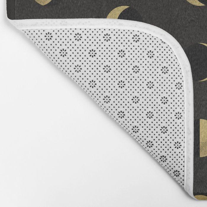 The Lunar Cycle â¢ Phases of the Moon - Black & Gold Palette Bath Mat Gallery Image 2