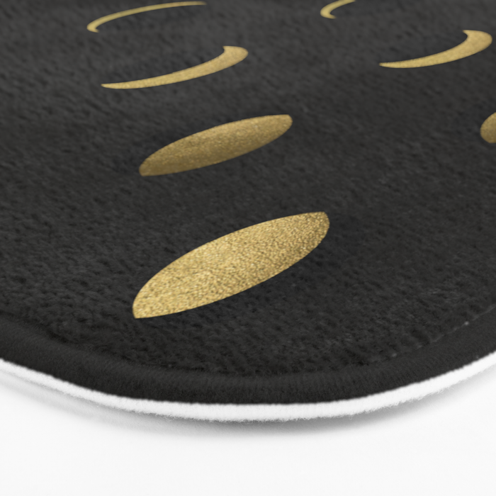 The Lunar Cycle â¢ Phases of the Moon - Black & Gold Palette Bath Mat Gallery Image 3