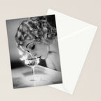Jazz Age Blond Sipping Champagne black and white photograph / photography Stationery Card Gallery Image 2