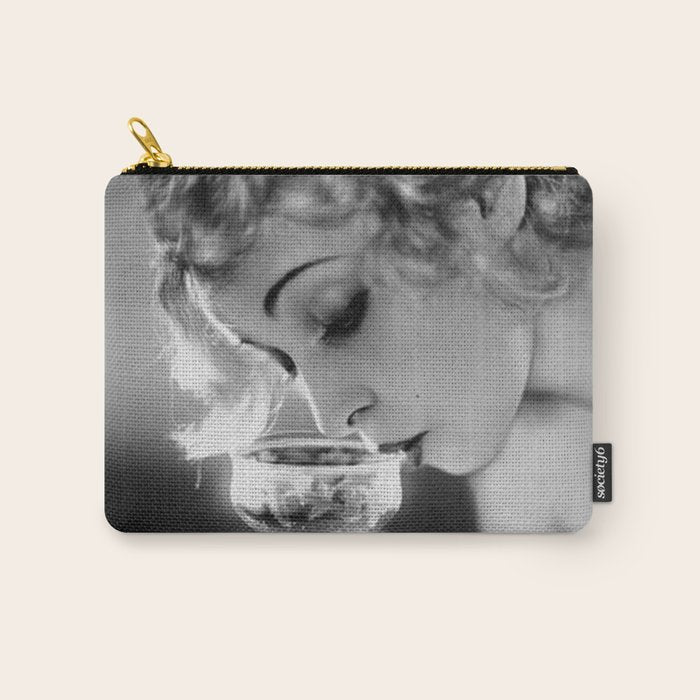 Jazz Age Blond Sipping Champagne black and white photograph / photography Carry All Pouch Gallery Image 1