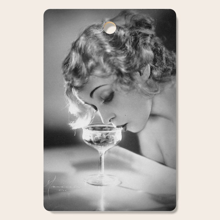 Jazz Age Blond Sipping Champagne black and white photograph / photography Cutting Board Gallery Image 1