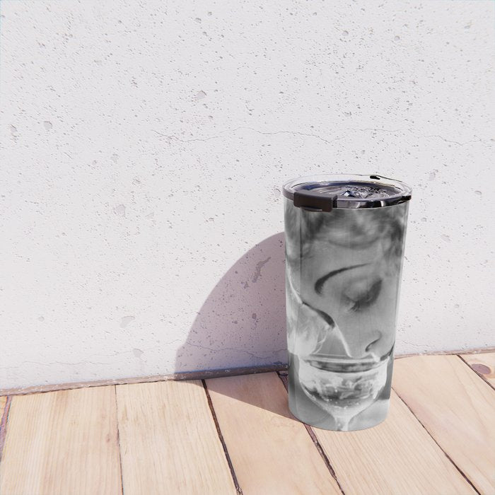 Jazz Age Blond Sipping Champagne black and white photograph / photography Travel Mug Gallery Image 4