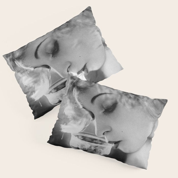Jazz Age Blond Sipping Champagne black and white photograph / photography Pillow Sham Gallery Image 3
