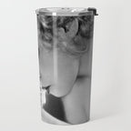 Jazz Age Blond Sipping Champagne black and white photograph / photography Travel Mug Gallery Image 2