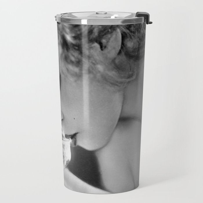 Jazz Age Blond Sipping Champagne black and white photograph / photography Travel Mug Gallery Image 2